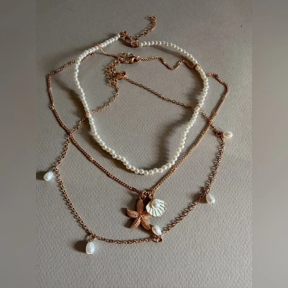 Elegant Pearl Layered Necklace Set M593